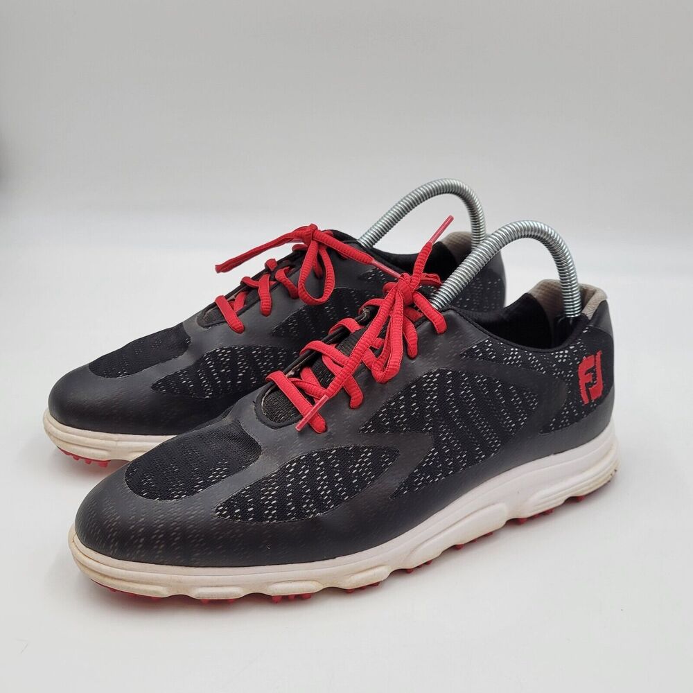 FootJoy Golf Shoes SuperLites XP Spikeless Mens Black Red Shoes 8.5 M 58027